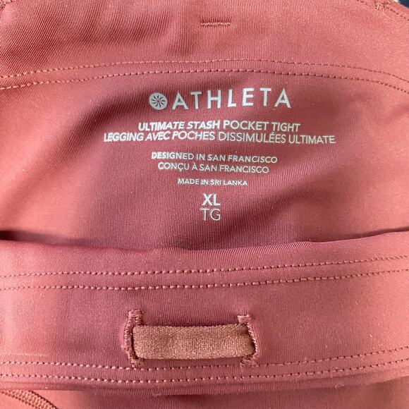 Athleta Women's Leggings Ultimate Stash Pocket Tight Red Crimson Size X Large - Picture 2 of 8
